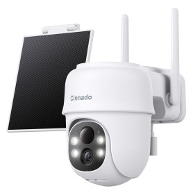 Cinnado Camera Surveillance WiFi Exterieure sans Fil Solaire – 2K Caméra de Surveillance Extérieur avec Panneau Solaire, Wi-FI 2