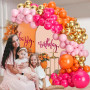Kit Arche Ballon Rose Orange, Guirlande de Ballons Rose Orange avec Métallique Chrome Doré Latex Ballons pour Filles Enfant Fête