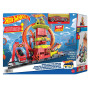 Hot Wheels City Coffret Looping Caserne de Pompiers avec 1 Voiture, Ascenseur Manuel, Rampe Jet d’Eau, éléments de Piste, Jouet 