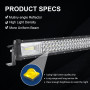 Willpower Barre LED 81cm 32'' 405W Avec Câblage Stroboscope Rampe Étanche 12V 24V Projecteur Longue Portée Feux Phare de Travail