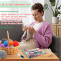 Coopay Kit de Crochet avec Sacoche - 14 Pièces 2,0-10 mm Aiguilles Ergonomiques pour Mains Arthritiques, Poignée Souple - Kit Dé