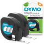 DYMO LetraTag Étiquettes en Plastique Authentique | 12 mm x 4 m | Noir sur Blanc | Étiquettes autocollantes pour étiqueteuse DYM