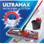 Vileda Ultramax Micro/Coton Spécial Carrelage Kit complet, ensemble de balais à plat avec seau essoreur, housse en microfibre sp