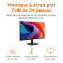 Amazon Basics Écran 24", FHD 1080p, Max 100 Hz, Compatible VESA, Haut-parleurs intégrés, Noir