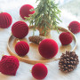 KI Store Lot de 25 Boules de Noël en Velours 6cm 8cm floqué incassables pour décorations de Sapin de Noël (Rouge)