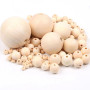 HXJDAM Lot de 8 grosses perles en bois de 50 mm avec trou - Avec perforateur de fil - Perles rondes en bois naturel non traité p