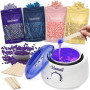 Chauffe Cire Machine avec Kit d'Epilation à Cire Chaude, 400g Perles, 30 Bâtonnets Pour Tout le Corps, Jambes, Visage, Aisselles