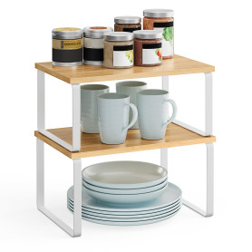 SONGMICS Étagère à Épices, Lot de 2, Organisateur de Placard, Étagère de Rangement de Cuisine Extensible, Porte-épices Empilable