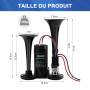 WADEO Klaxon à Air 12 V 118 dB pour Camion, Kit de Klaxon à Air Double Trompette Super Puissant avec Compresseur pour Tous les V