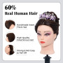 Tête d'entraînement avec 60% de vrais Cheveux Humains,28 Pouces Maquillage Cosmétologie Mannequin Tête avec Cheveux,Tressage Coi