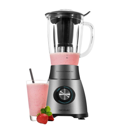 Cecotec Mixeur à Bol Power Black Titanium 2500MAX Spatula. 1800W, 22000 RPM, 6 Lames en Titane, Carafe Thermorésistante 1.8L, 5 