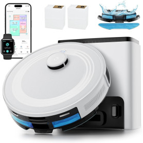 Lefant M2 Plus Aspirateur Robot Laveur avec Station, Vidange Automatique, Navigation Laser avec Cartographie, Évitement d'obstac