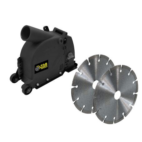 FARTOOLS Carter de rainureuse béton + 2 disques diamand béton Ø125mm pour meuleuse d'angle 115/125mm, compatible toute meuleuse 