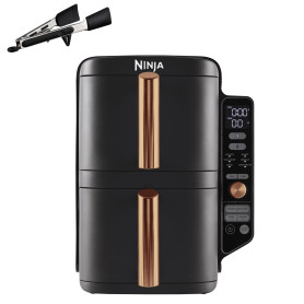 NINJA Double Stack XL Air Fryer 2 Compartiments Verticale, Compact, 4 Niveaux de Cuisson, Capacité de 9,5L, Air Fryer 6-en 1, Pi