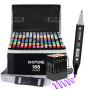 CHOTUNE 168 Couleurs Marqueurs, Alcohol Markers Set, Marqueur Permanent À Pointe Douce Avec Sac et Base Noirs