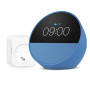 Echo Spot | Bleu + WiZ Prise Connectée, Fonctionne avec Alexa - Kit de démarrage Maison connectée