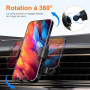 GRIFEMA Support Téléphone Voiture Grille d'Aération à Fixation Automatique, Rotation 360°, Utilisation à Une Main, Compatible Sm