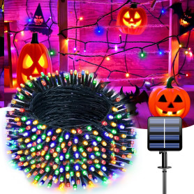 Guirlandes Lumineuses Solaires, Lumières d'Halloween 20M 200LED Extérieur, | 8 Modes de Clignotement | Autonomie 8-10h | IP65 | 