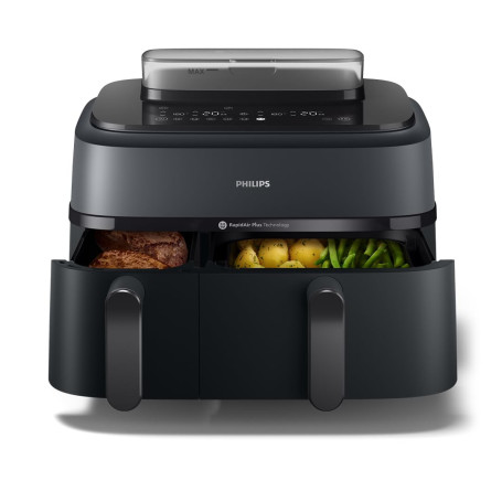 Philips Airfryer Série 5000 - Air Fryer double panier avec cuisson vapeur, 9L, RapidAir, 19 modes de cuisson, jusqu'à 90% de mat