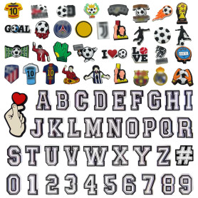 JSTHHTT 72 Pièces Charmes de Chaussures, Breloques pour Chaussures de Football, Décoration de Numéro Lettre Breloques, Accessoir