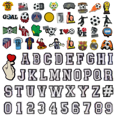 JSTHHTT 72 Pièces Charmes de Chaussures, Breloques pour Chaussures de Football, Décoration de Numéro Lettre Breloques, Accessoir