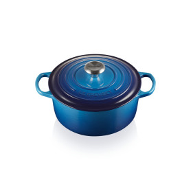Le Creuset Cocotte Signature en Fonte Émaillée avec Couvercle, 24 cm, Ronde, 4,2 L, 4,305 kg, Azure, 21177242202430