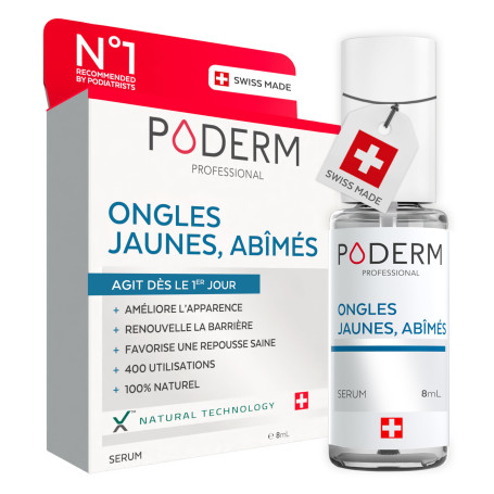 PODERM – HUILE SERUM ONGLES JAUNES – Améliore l’apparence de l’ongle – Agit dès le 1er Jour - Clarifie & Lisse l’Ongle – Ingrédi