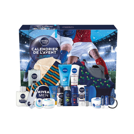 NIVEA MEN - Calendrier de l'Avent Homme Édition 2025 - Coffret Cadeau Beauté - Soins Visage, Corps & Lèvres + Accessoires - 24 F