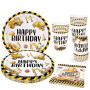 Lot de 52 Pièces de Vaisselle, Assiette Anniversaire Chantier de Construction Enfants Fête Assiettes en Carton Serviette Gobelet