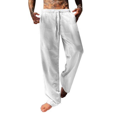 YAOBAOLE Pantalon Homme Lin Et Coton Décontracté Pantalon Toile Été Pantalons Yoga Homme Léger Taille Elastique