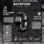 WATEFOER Bagues en Acier Inoxydable pour Homme Femme 8MM Anneau de Mariage Bagues de Fiançailles Finition Matte Biseautée Bord P