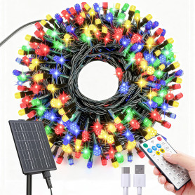 Amzxart Guirlande Lumineuse Exterieure Solaire,32m 300LED Guirlande Noel Exterieur,19 Modes, IP65 Guirlande Lumineuse Exterieure