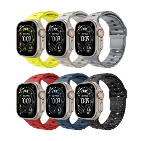 TiMOVO 6 Pièces Sport Bracelet Compatibles avec Apple Watch Ultra 3/2/1 49 mm 46 mm 45 mm 44 mm 42 mm, Bracelet Silicone pour iW