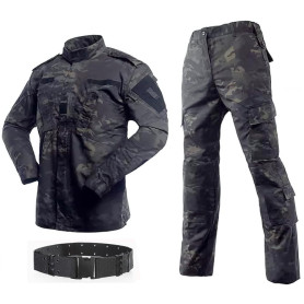 HANSTRONG GEAR Costume tactique militaire pour homme avec chemise et pantalon avec ceinture