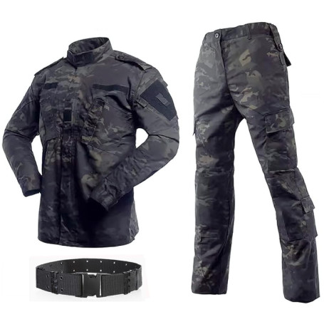 HANSTRONG GEAR Costume tactique militaire pour homme avec chemise et pantalon avec ceinture