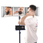 LIPFISBARBERSHOP.COM Miroir 360° avec Trépied, Crochets et Support Réglables : Miroir Pliable Compact 3 Faces avec 4 LED, Rechar