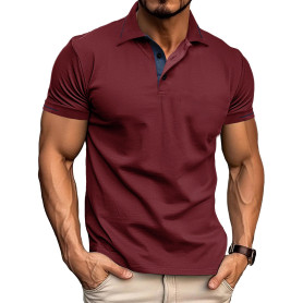 Comilaka Polo Homme Manches Courtes Polos Casual T-Shirt Couleur de Contraste Regular Fit Été M-3XL