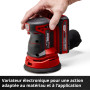 Einhell Ponceuse excentrique sans fil TE-RS 18 Li - Solo Power X-Change (18V, Variateur électronique, Système auto-agrippant, av