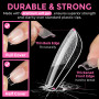 UNA GELLA Capsule Americaine Ongle Ballerine Extra Courte, 216 Pièces 12 Tailles Forme Coffin en Acrylique Full Cover Autocollan