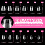 UNA GELLA Capsule Americaine Ongle Ballerine Extra Courte, 216 Pièces 12 Tailles Forme Coffin en Acrylique Full Cover Autocollan