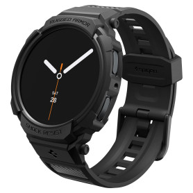 Spigen Rugged Armor Pro Coque avec Bracelet Compatible avec Samsung Galaxy Watch 8 44mm (2025) - Noir Mat