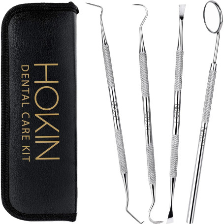 HOKIN 4pcs Detartreur Dentaire Kit Dents en acier Inoxydable kit de Nettoyage Calcul Calculateur de Plaque Hygiène Scanner Croch