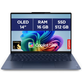 Lenovo Yoga Slim 7 14Q8X9 - Ordinateur Portable Copilot + 14'' 3K OLED 90Hz (Qualcomm - SD Elite X, RAM 16Go, SSD 512Go, Windows