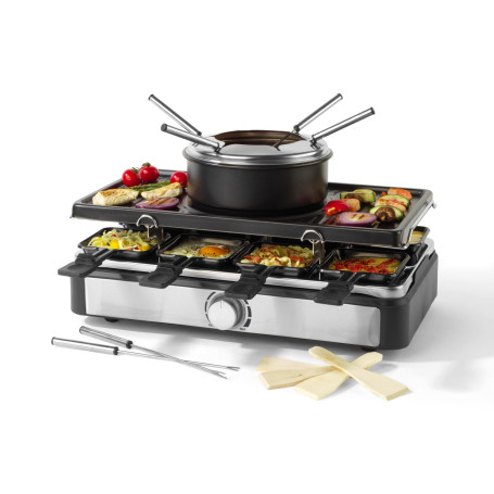 Petra PT4513VDE Appareil à raclette grill - revêtement antiadhésif, 6 à 8 personnes, avec 8 poêlons et 8 spatules, amovible Pot 