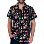 King Kameha Funky Chemise-Hawaienne Noël Homme Coupe-Régulière Manche-Courte Père-Noël X-Mas Pain-D'épices Unisexe