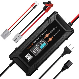 ECO-WORTHY 12V/24V 20A Chargeur de Batterie LiFePO4 avec Options Multi-Courant 5A/10A/15A/20A,détection Automatique de la Tensio