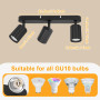 Dehobo Plafonnier LED 3 Spots Noir, GU10 Eclairage de Plafond Orientable à 350° Spots de Plafond Max. 50 Watt par Spot, Applique