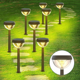 Linkind Lampes Solaires de Jardin, 3000K Blanc Chaud, Lampes Solaires d'Extérieur avec Détecteur de Lumière, 3 Modes d'Éclairage