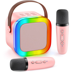 Gontence Machine Karaoke Enfant avec 2 Micros Enfants - Karaoké pour Enfants - Jouet Fille 3-10 Ans - Cadeau Fille 3-12 Ans - Mi