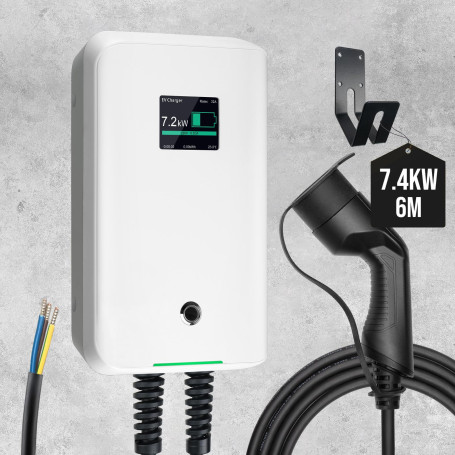 Morec 7kw ev Chargeur Monophasé Type 2 32A Station de Charge EU Standard wallbox IEC 62196-2 avec câble d'alimentation pour boît